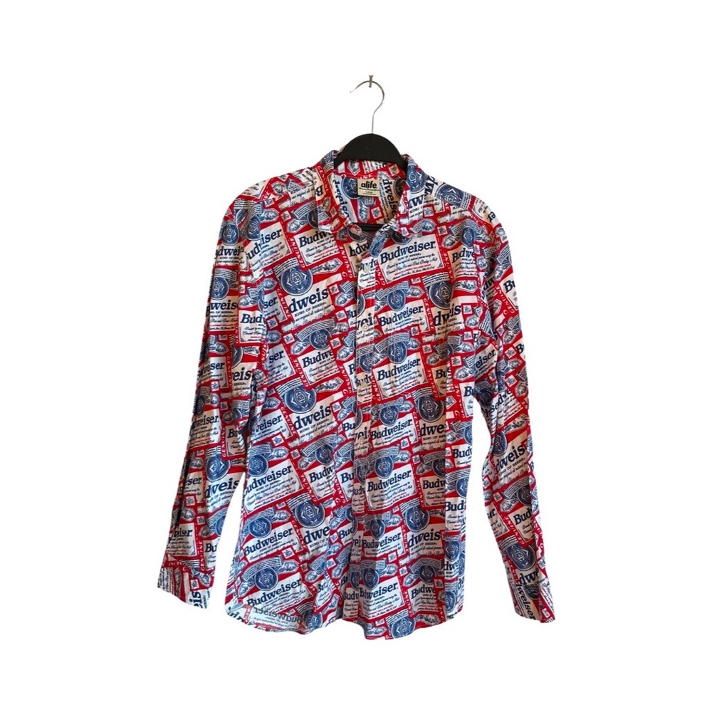 Alife Budweiser all over print button down size large